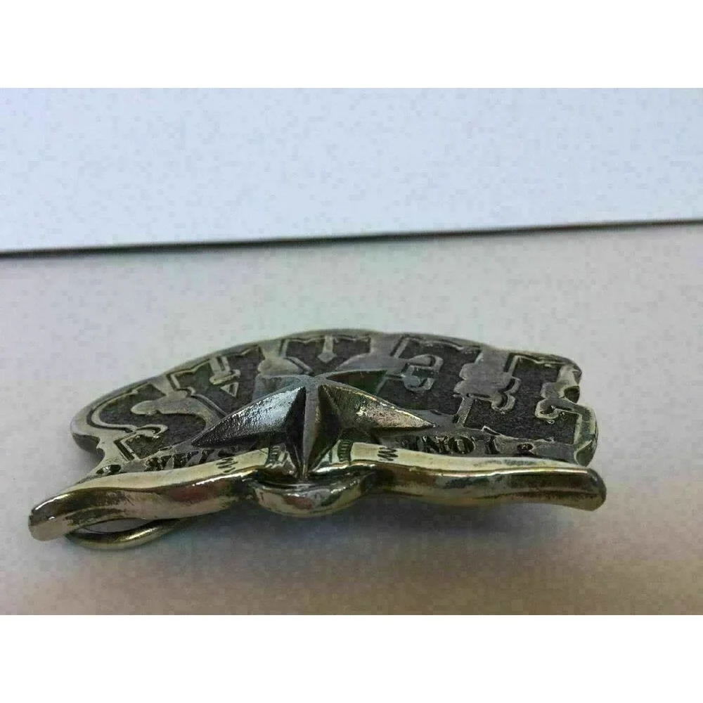 VTG 1980 USA State of Texas Lone Star Longhorn Cowboy Rodeo Metal Belt Buckle